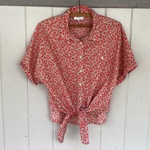anthropologie SHIRT flower TOP button down